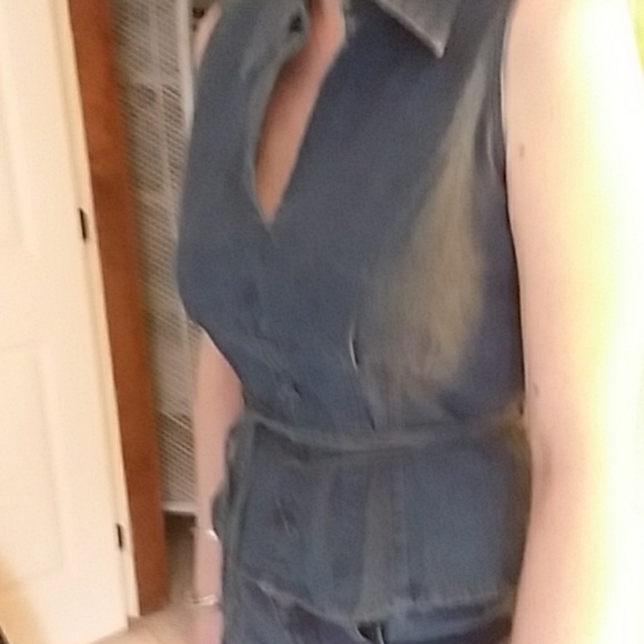 British Khaki  Brand, Denim Lace Up Top - Picture 5 of 7